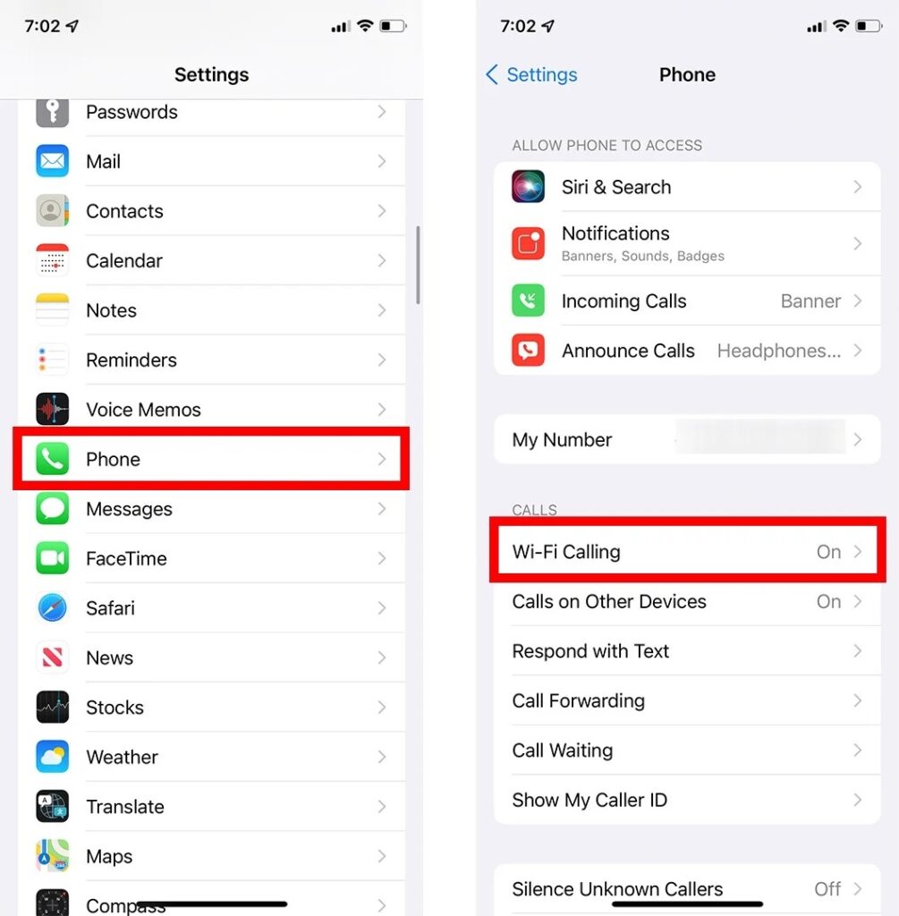 iPhone Wi-Fi Calling Settings